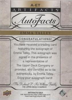 2021 Upper Deck Artifacts - AutoFacts #A-ET Emma Talley Back