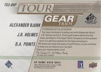 2021 SP Game Used - Tour Gear Trios Gold #TG3-BHP J.B. Holmes / Alexander Bjork / D.A. Points Back