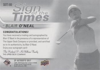 2021 SP Authentic - Sign of the Times Inscriptions #SOTT-BO Blair O'Neal Back