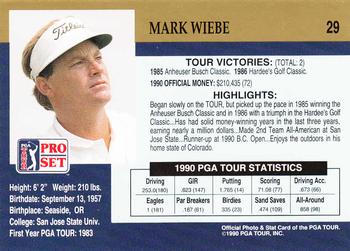 1990 Pro Set PGA Tour #29 Mark Wiebe Back