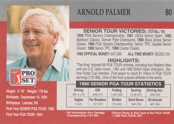 1990 Pro Set PGA Tour #80 Arnold Palmer Back