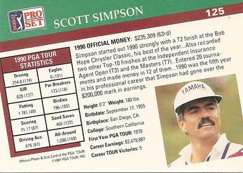 1991 Pro Set PGA Tour #125 Scott Simpson Back