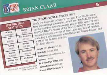 1991 Pro Set PGA Tour #5 Brian Claar Back