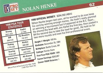 1991 Pro Set PGA Tour #62 Nolan Henke Back