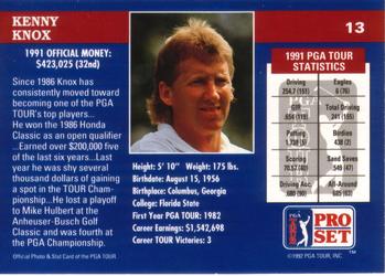 1992 Pro Set PGA Tour #13 Kenny Knox Back