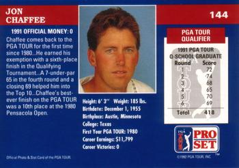 1992 Pro Set PGA Tour #144 Jon Chaffee Back