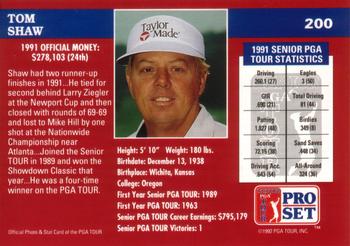 1992 Pro Set PGA Tour #200 Tom Shaw Back