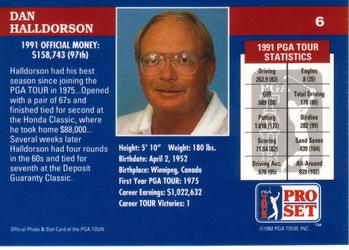 1992 Pro Set PGA Tour #6 Dan Halldorson Back