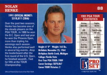 1992 Pro Set PGA Tour #88 Nolan Henke Back