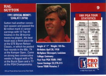 1992 Pro Set PGA Tour #9 Hal Sutton Back