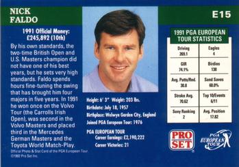 1992 Pro Set PGA Tour #E15 Nick Faldo Back