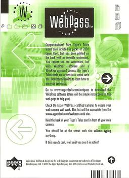 2001 Upper Deck #NNO WebPass Info Card Back