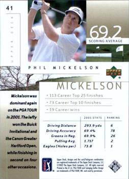2002 Upper Deck #41 Phil Mickelson Back