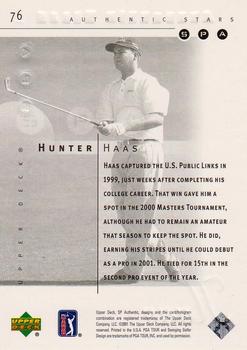 2001 SP Authentic #76 Hunter Haas Back