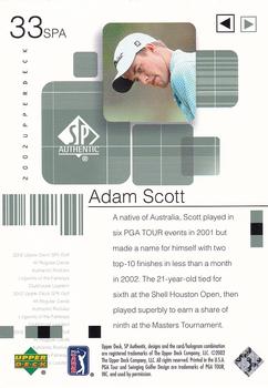 2002 SP Authentic #33SPA Adam Scott Back