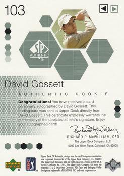 2002 SP Authentic #103 David Gossett Back