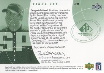 2002 SP Game Used #68 Pat Perez Back