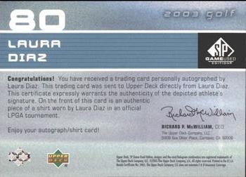 2003 SP Game Used #80 Laura Diaz Back