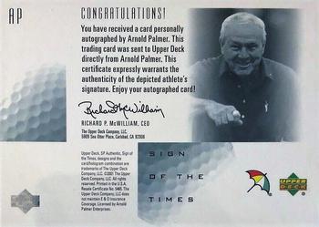 2001 SP Authentic - Sign of the Times #AP Arnold Palmer Back