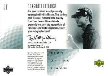 2001 SP Authentic - Sign of the Times #BF Brad Faxon Back