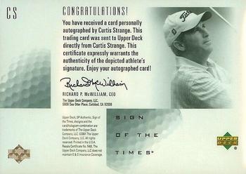 2001 SP Authentic - Sign of the Times #CS Curtis Strange Back