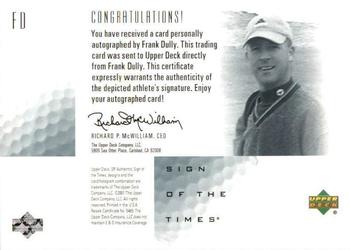 2001 SP Authentic - Sign of the Times #FD Frank Dully Back