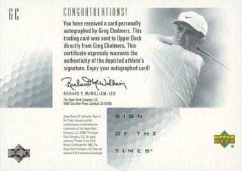 2001 SP Authentic - Sign of the Times #GC Greg Chalmers Back