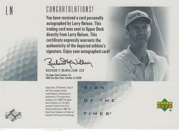 2001 SP Authentic - Sign of the Times #LN Larry Nelson Back