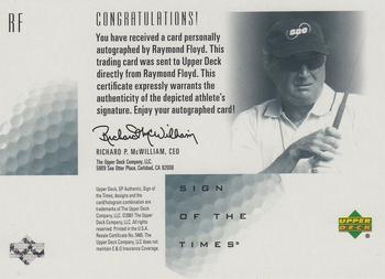 2001 SP Authentic - Sign of the Times #RF Raymond Floyd Back