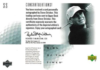 2001 SP Authentic - Sign of the Times #SS Steve Stricker Back