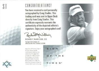 2001 SP Authentic - Sign of the Times #ST Craig Stadler Back