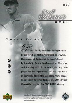 2001 SP Authentic - Honor Roll #HR2 David Duval Back