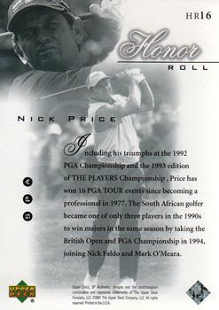 2001 SP Authentic - Honor Roll #HR16 Nick Price Back