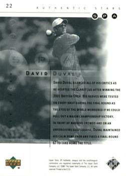 2001 Upper Deck - SP Authentic Preview #22 David Duval Back