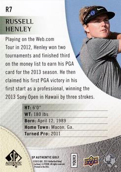2014 SP Authentic - Rookie Extended #R7 Russell Henley Back