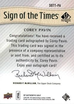 2014 SP Authentic - Sign of the Times #SOTT-PA Corey Pavin Back