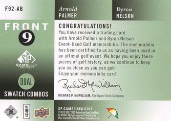2014 SP Game Used - Front Nine Fabrics Duals #F92-AB Arnold Palmer / Byron Nelson Back