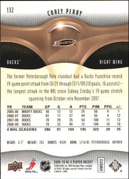 2009-10 Upper Deck Be A Player #132 Corey Perry Back