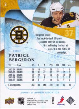 2009-10 Upper Deck Ice #2 Patrice Bergeron Back