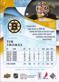 2009-10 Upper Deck Ice #3 Tim Thomas Back
