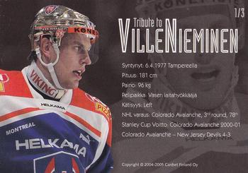 2004-05 Cardset Finland - Tribute To Ville Nieminen #1 Ville Nieminen Back