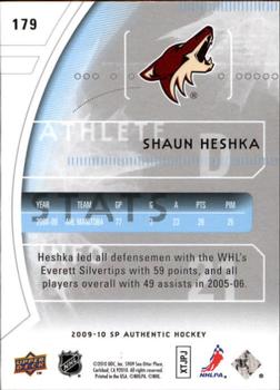 2009-10 SP Authentic #179 Shaun Heshka Back