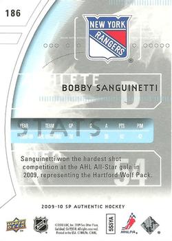 2009-10 SP Authentic #186 Bobby Sanguinetti Back
