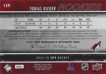 2014-15 SPx #159 Tobias Rieder Back