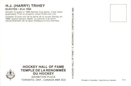 1983 Cartophilium Hockey Hall of Fame Postcards #F14 Harry Trihey Back