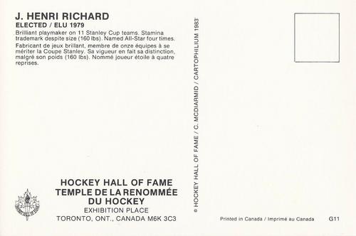 1983 Cartophilium Hockey Hall of Fame Postcards #G11 Henri Richard Back