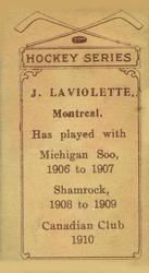 1910-11 Imperial Tobacco Hockey Series (C56) #21 Jack Laviolette Back