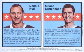 1972-73 Post Action Transfers #11 Dennis Hull / Orland Kurtenbach Front