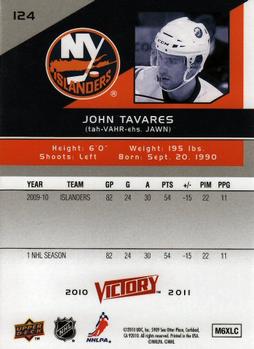 2010-11 Upper Deck Victory #124 John Tavares Back