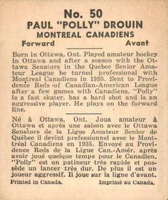 1937-38 World Wide Gum (V356) #50 Polly Drouin Back